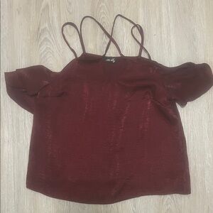 SHEIN Burgundy Cold Shoulder Blouse